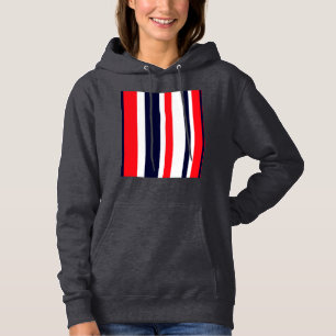 White, Blue And Red Stripes Hoodie