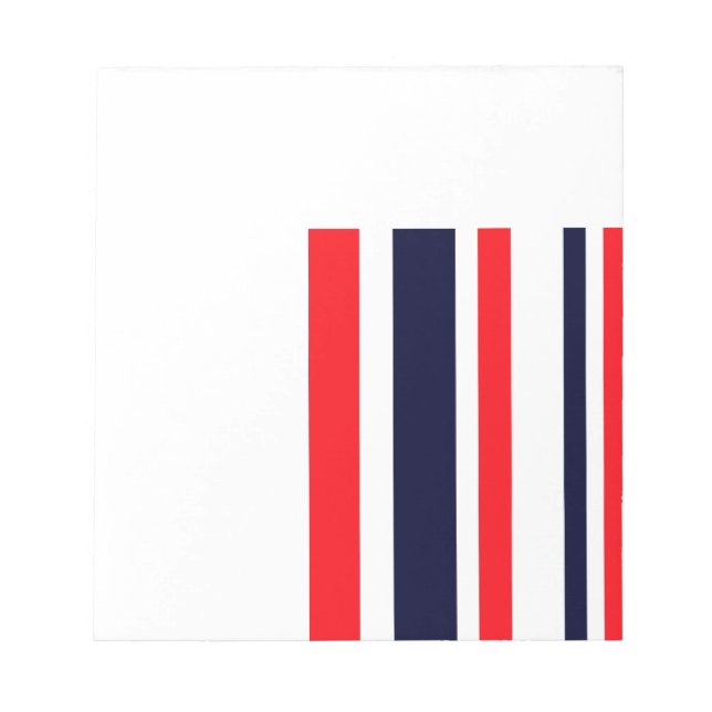 White, Blue And Red Stripes Notepad (Front)