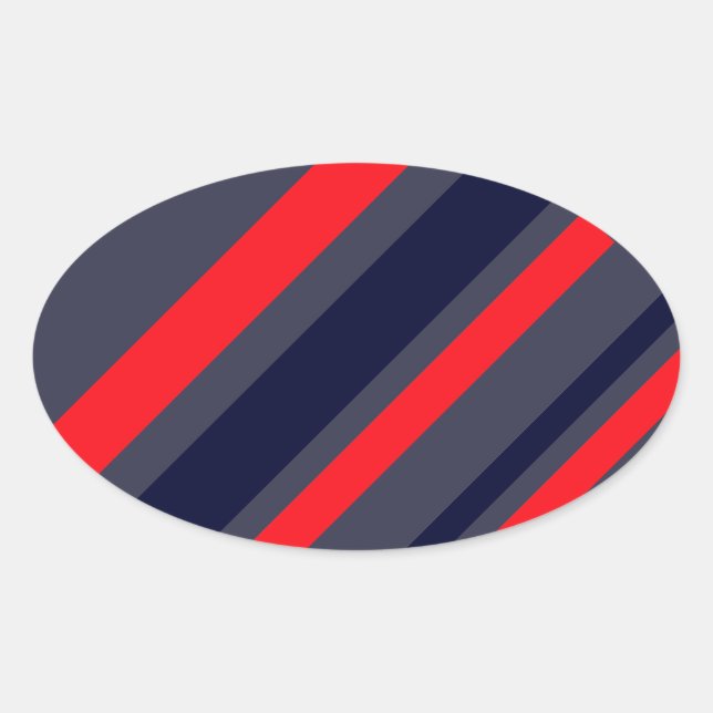 White, Blue And Red Stripes Oval Sticker (Front)