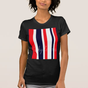 White, Blue And Red Stripes T-Shirt