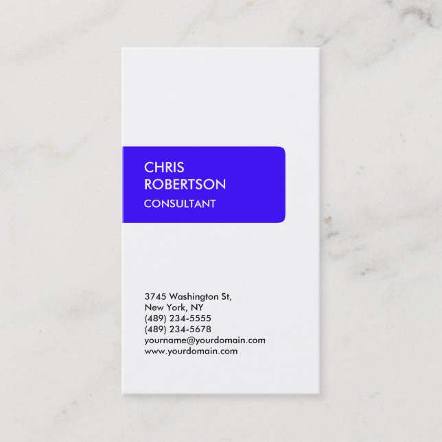 White Blue Attractive Charming Business Card (Front)