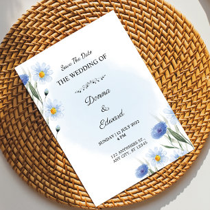 White Blue Beautiful Wedding Invitation