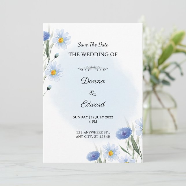 White Blue Beautiful Wedding Invitation (Creator Uploaded)