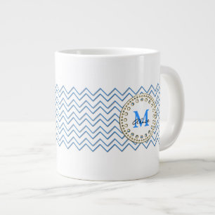 White Blue Chevron Pattern Mug