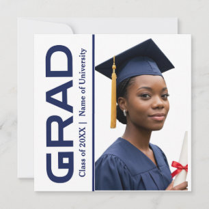 White Blue Confetti Graduation Celebration Invite