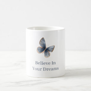 White Blue Cream Butterfly Coffee Mug