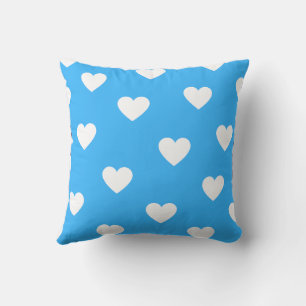 White Blue Cute Cozy Modern Romantic Chic Heart  Cushion