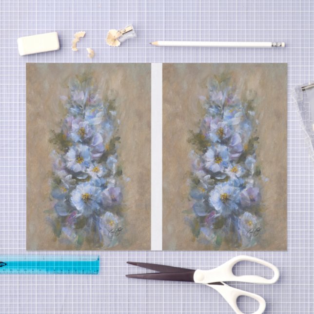 White /Blue Daises DBL Tissue Paper (Craft)