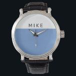 White & Blue Face, DIY Name Watch<br><div class="desc">A Simple style White & Blue watch face with DIY Name.</div>
