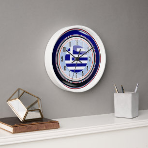 White Blue Flag of Greece Clock