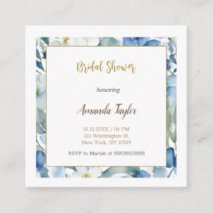White Blue Flowers Minimal Bridal Shower Enclosure Card