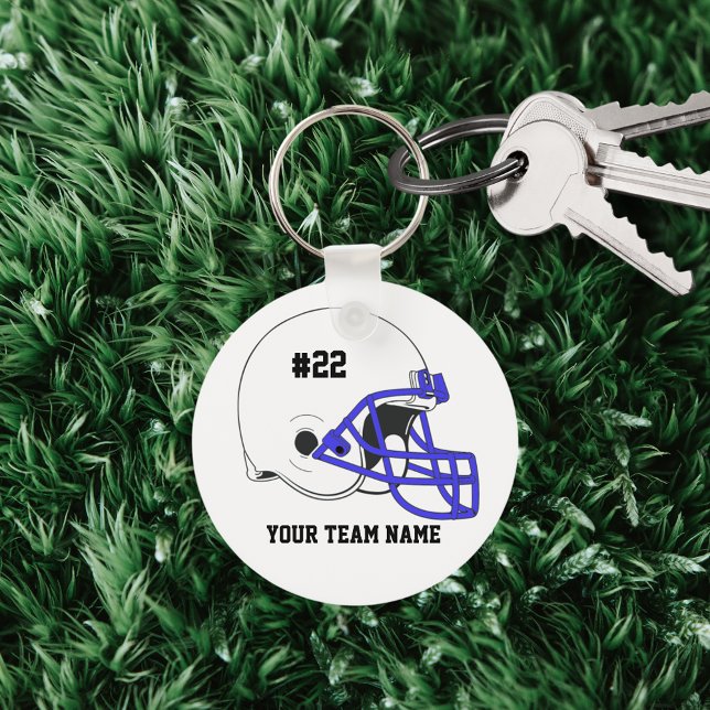 White-Blue Football Helmet•Custom Key Ring (Creator Uploaded)