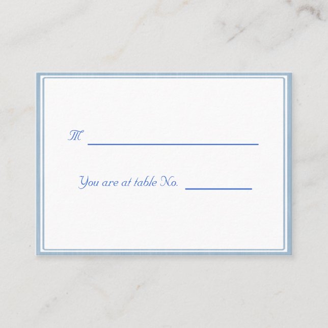 White Blue Framed Place/Seat Holder Cards (Front)