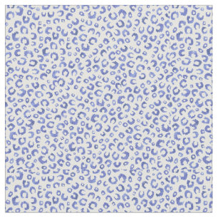 White Blue Glitter Leopard Animal Print Fabric