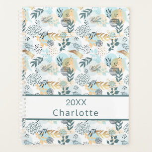 White blue gold foliage monogram 2026 planner