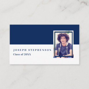 White   Blue Graduation Photo Insert Name Cards
