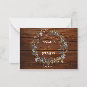 White Blue Green Leaf Floral Wedding Design Card