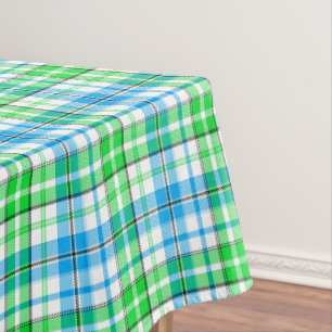White Blue Green Plaid Tartan Design Tablecloth