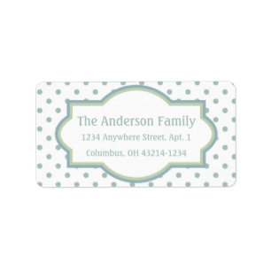 White & Blue Green Polka Dot Return Address Labels