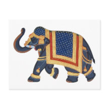 white blue grey gold red Elephant India Style