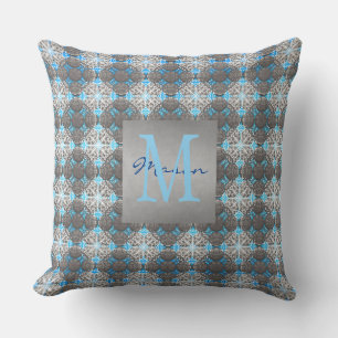 White, Blue & Grey Polka Dot Pattern Cushion