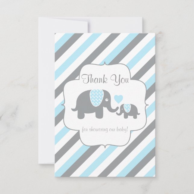 White, Blue & Grey Stripe Elephants - Thank You (Front)