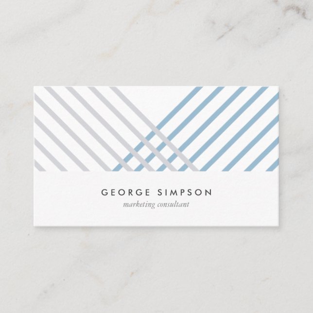 White blue grey stripes modern minimal simple card (Front)