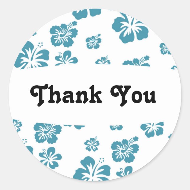 White & Blue Hibiscus Flower Floral Party Sticker (Front)