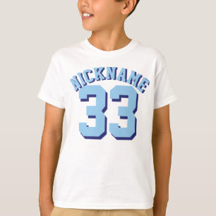 White & Blue Kids   Sports Jersey Design T-Shirt