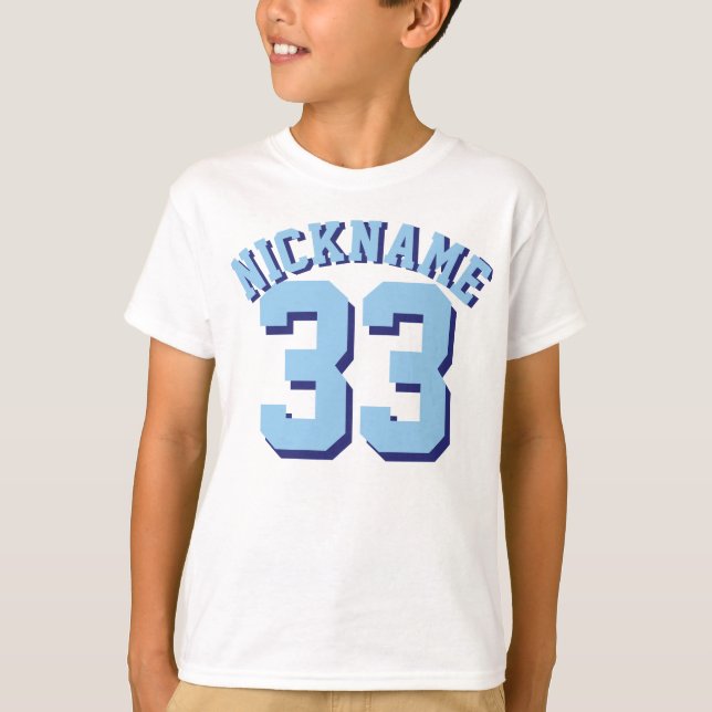 White & Blue Kids | Sports Jersey Design T-Shirt (Front)