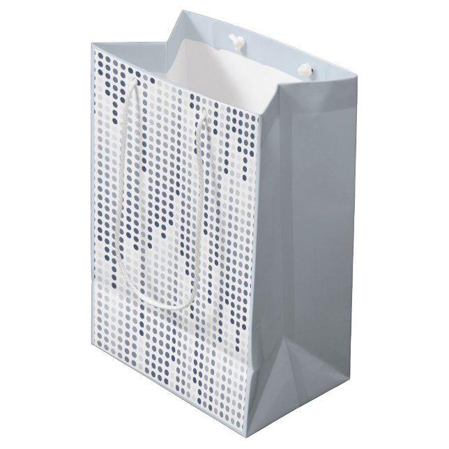 White Blue Mallow Polka Dots Matrix patterned Medium Gift Bag (Front Angled)