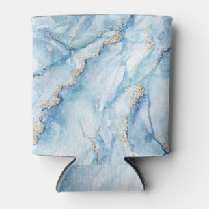 White Blue Marble: Gold Glitter Veins Can Cooler