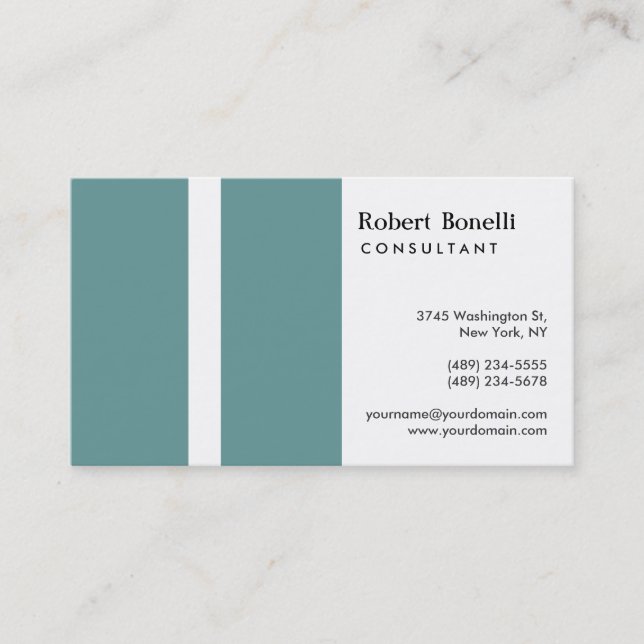 White Blue Modern Consultant Business Card (Front)