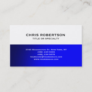 White Blue Modern Simple Plain Business Card