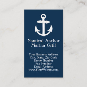 White/Blue Nautical Anchor Symbol Business Card