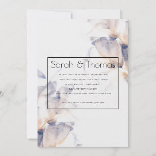 WHITE & BLUE PATELE FLORAL ELEGANT ENGAGEMENT INVITATION