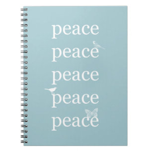 White Blue Peace inspirational Birds Butterfly Notebook