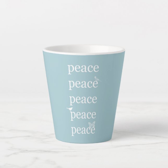 White Blue Peace inspirational quote birds   Latte Mug (Front)