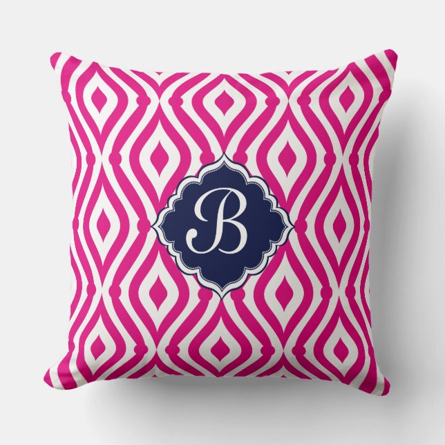 White Blue & Pink Teardrop Geometric Pattern Cushion (Front)
