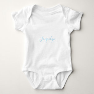 White Blue Plain Elegant Modern Calligraphy Name Baby Bodysuit
