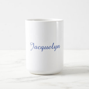 White Blue Plain Elegant Modern Calligraphy Name Coffee Mug