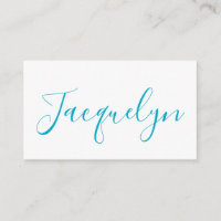 White Blue Plain Elegant Modern Calligraphy Name