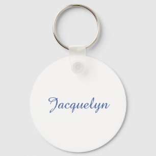 White Blue Plain Elegant Modern Calligraphy Name Key Ring