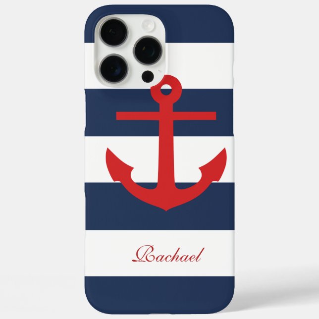 White Blue & Red Anchors Aweigh Case-Mate iPhone Case (Back)