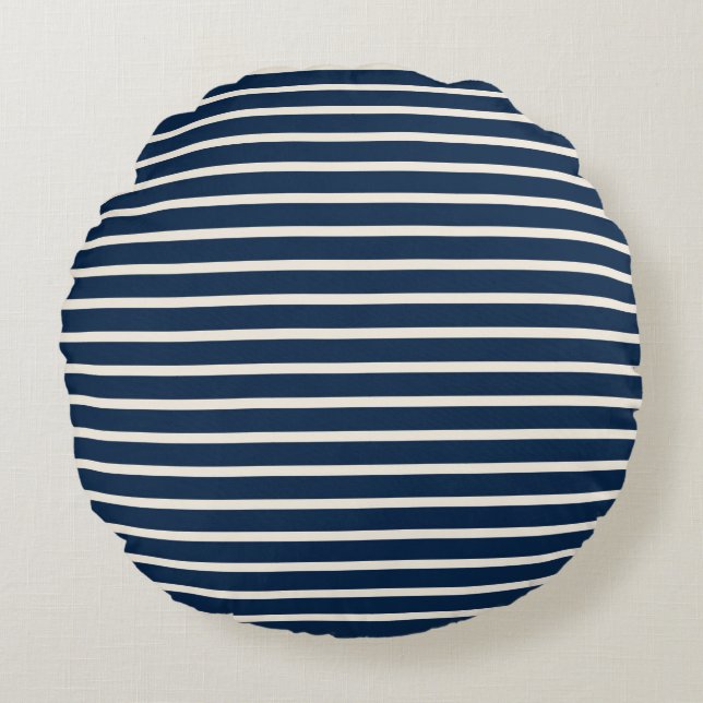 White Blue Red Stripes Round Cushion (Front)