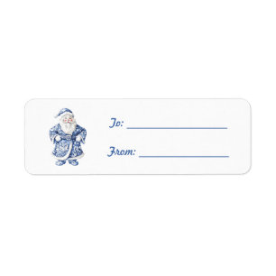 White Blue Santa Claus Christmas Return Address Label