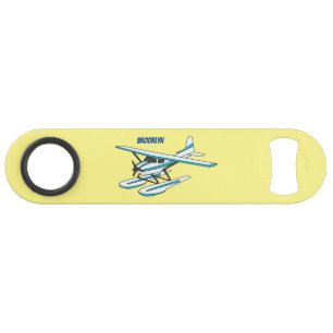 White blue seaplane illustration