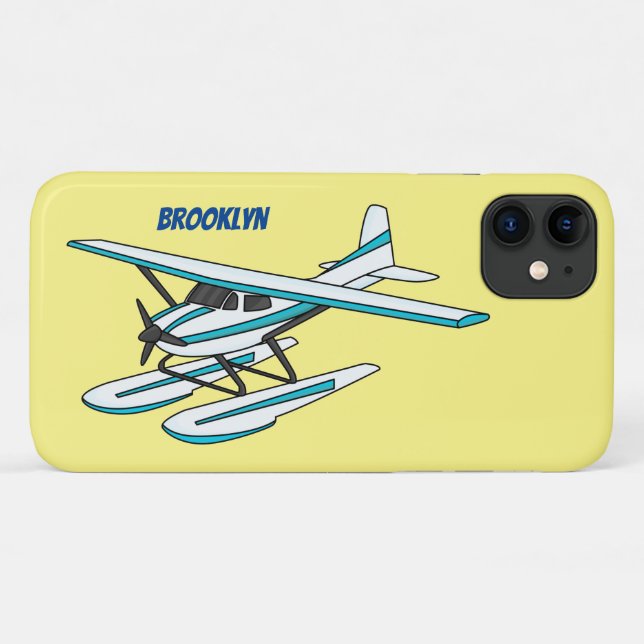 White blue seaplane illustration Case-Mate iPhone case (Back (Horizontal))