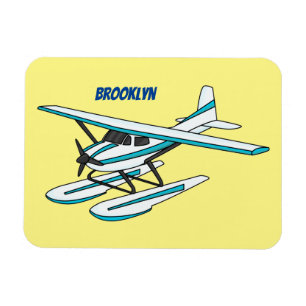 White blue seaplane illustration magnet