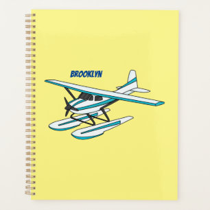 White blue seaplane illustration planner